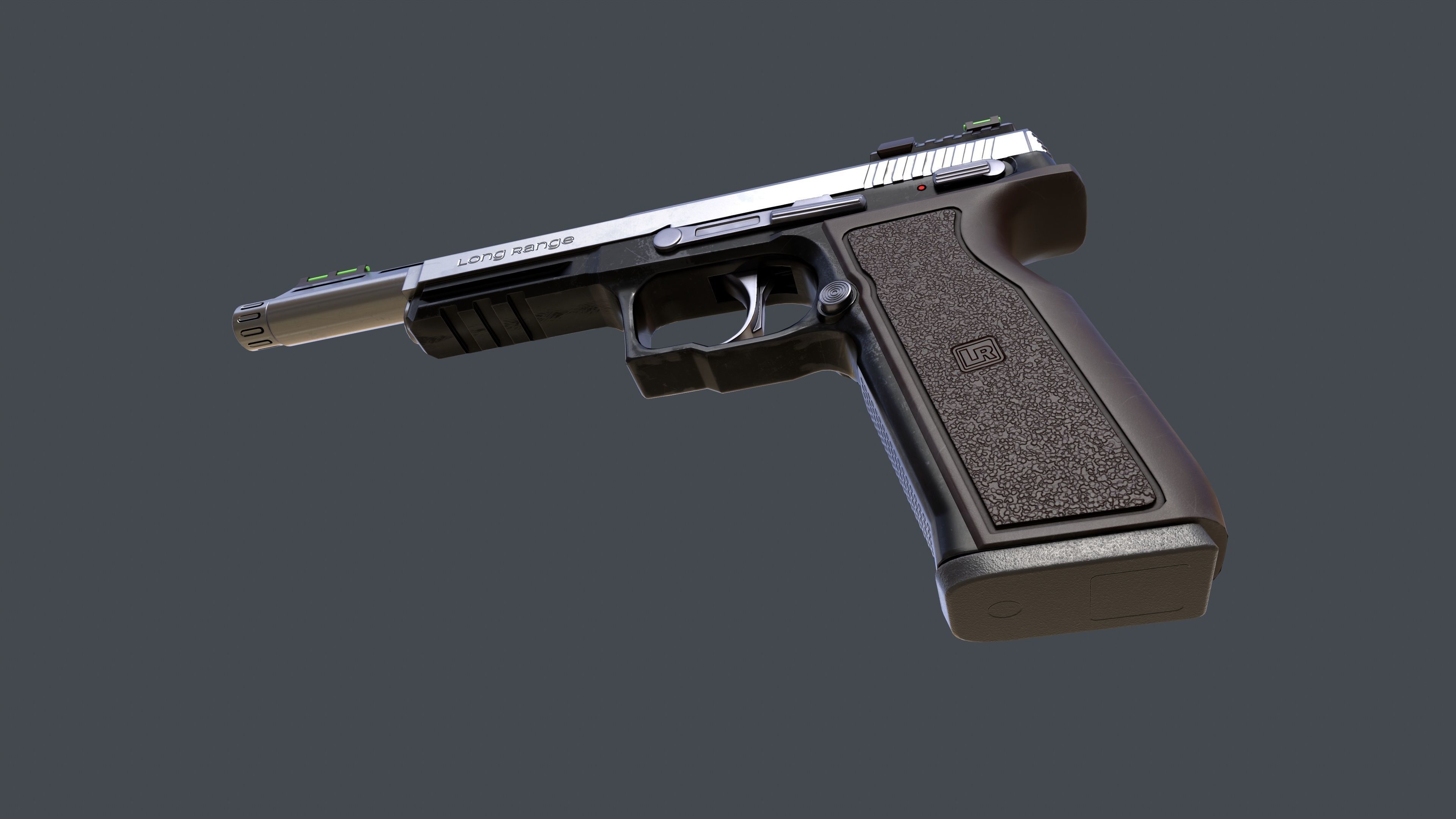 Pistol Long Range and Holster Low-poly 3D model_13