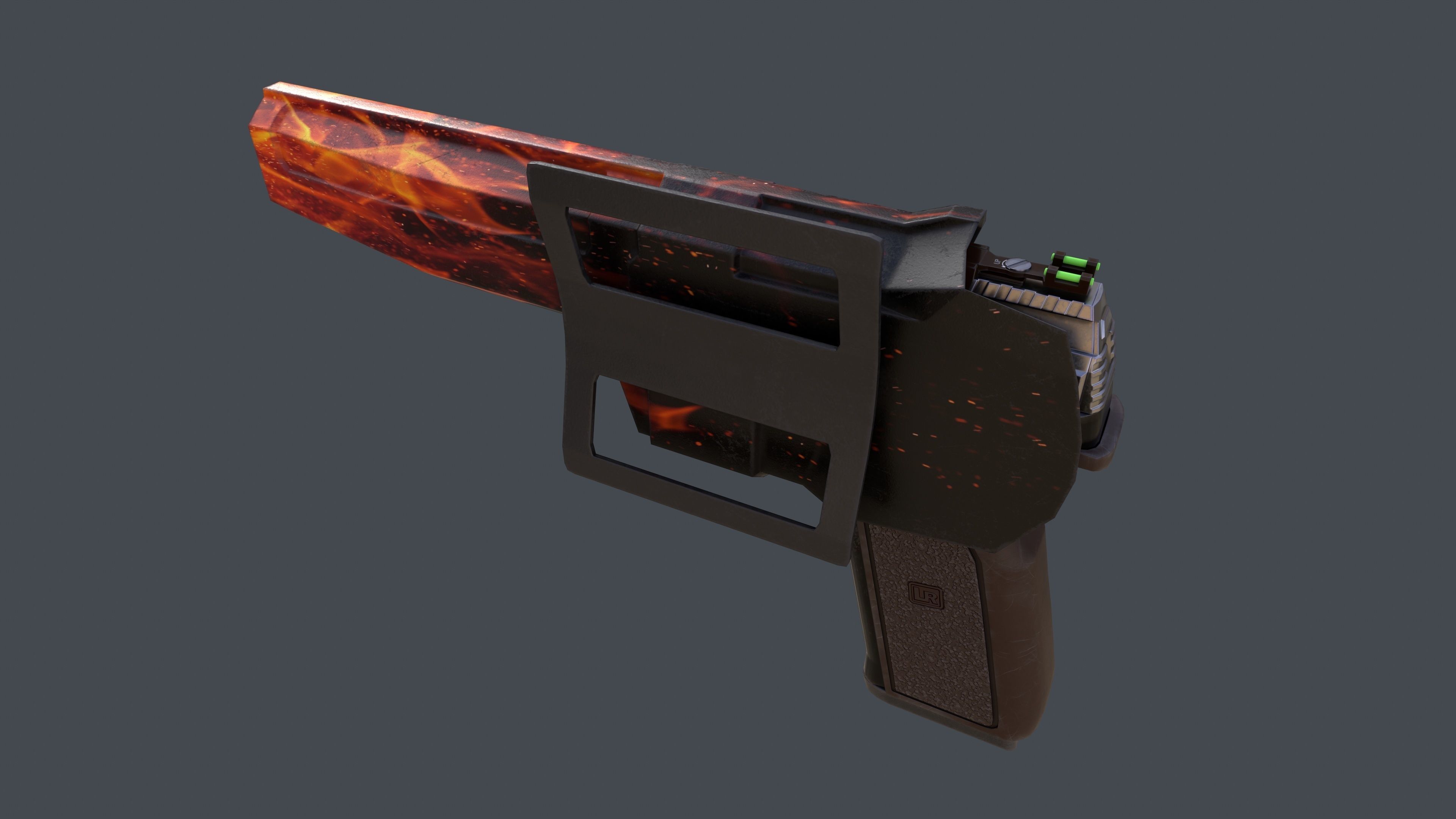 Pistol Long Range and Holster Low-poly 3D model_6