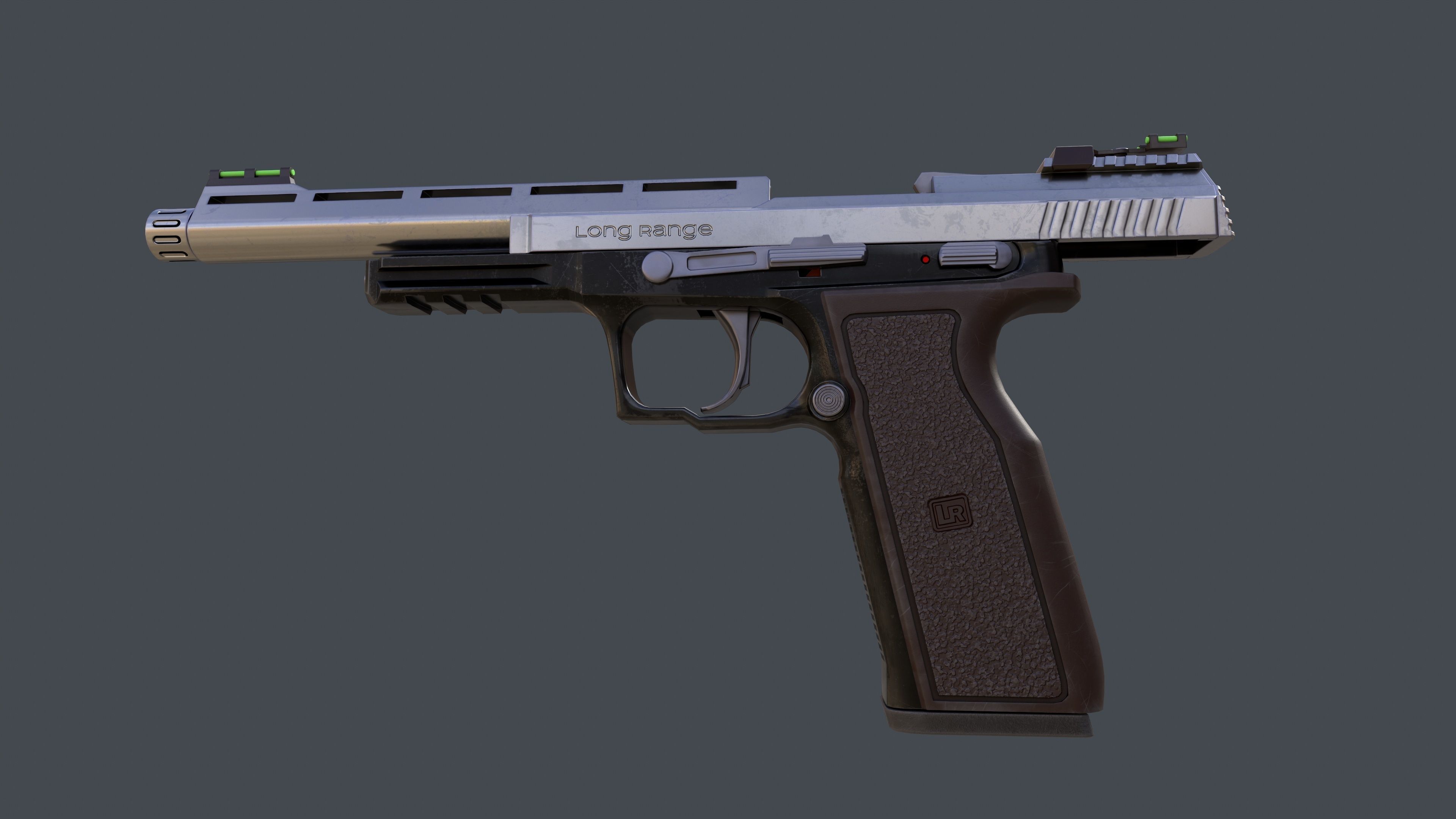 Pistol Long Range and Holster Low-poly 3D model_14