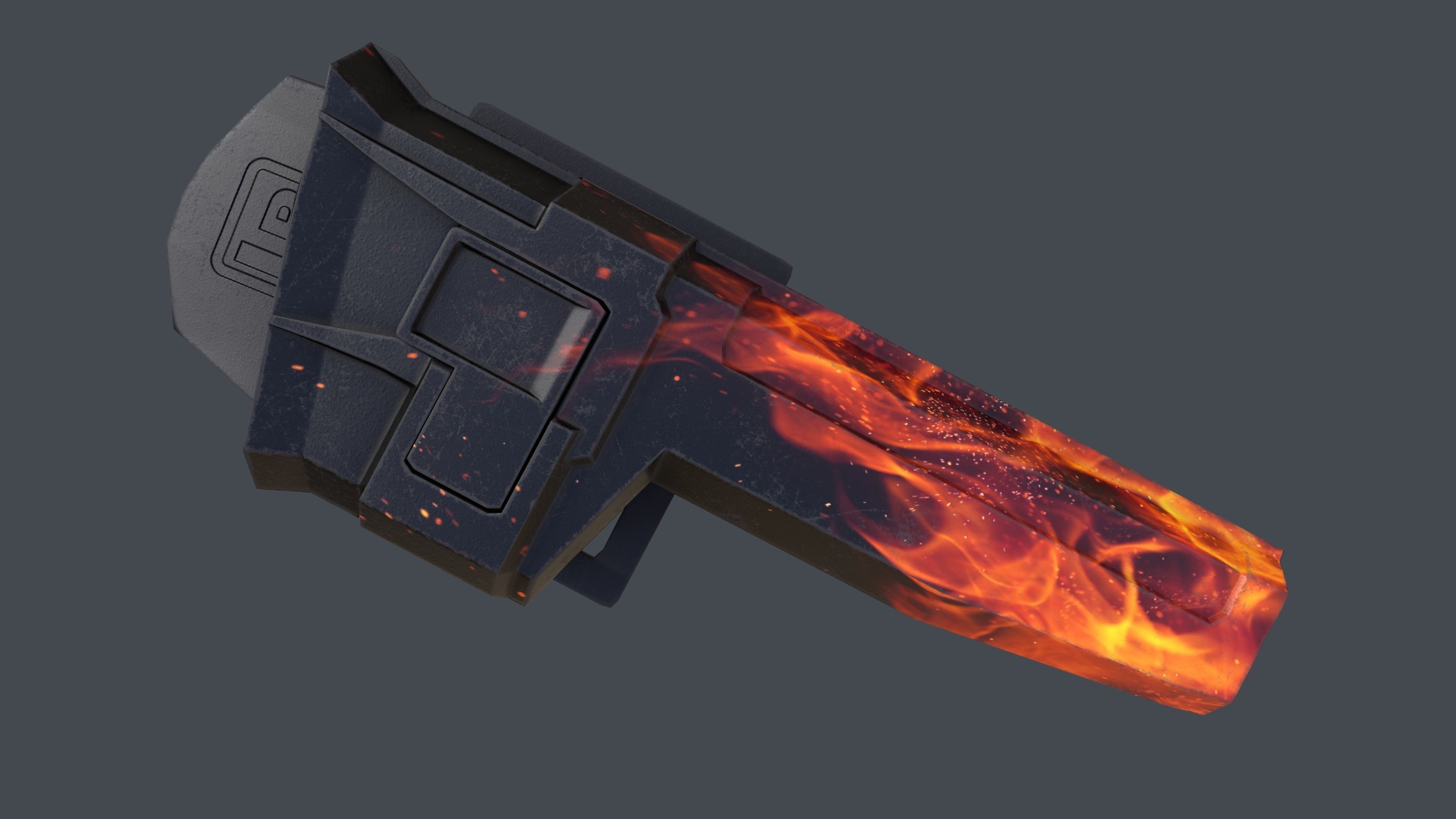 Pistol Long Range and Holster Low-poly 3D model_19