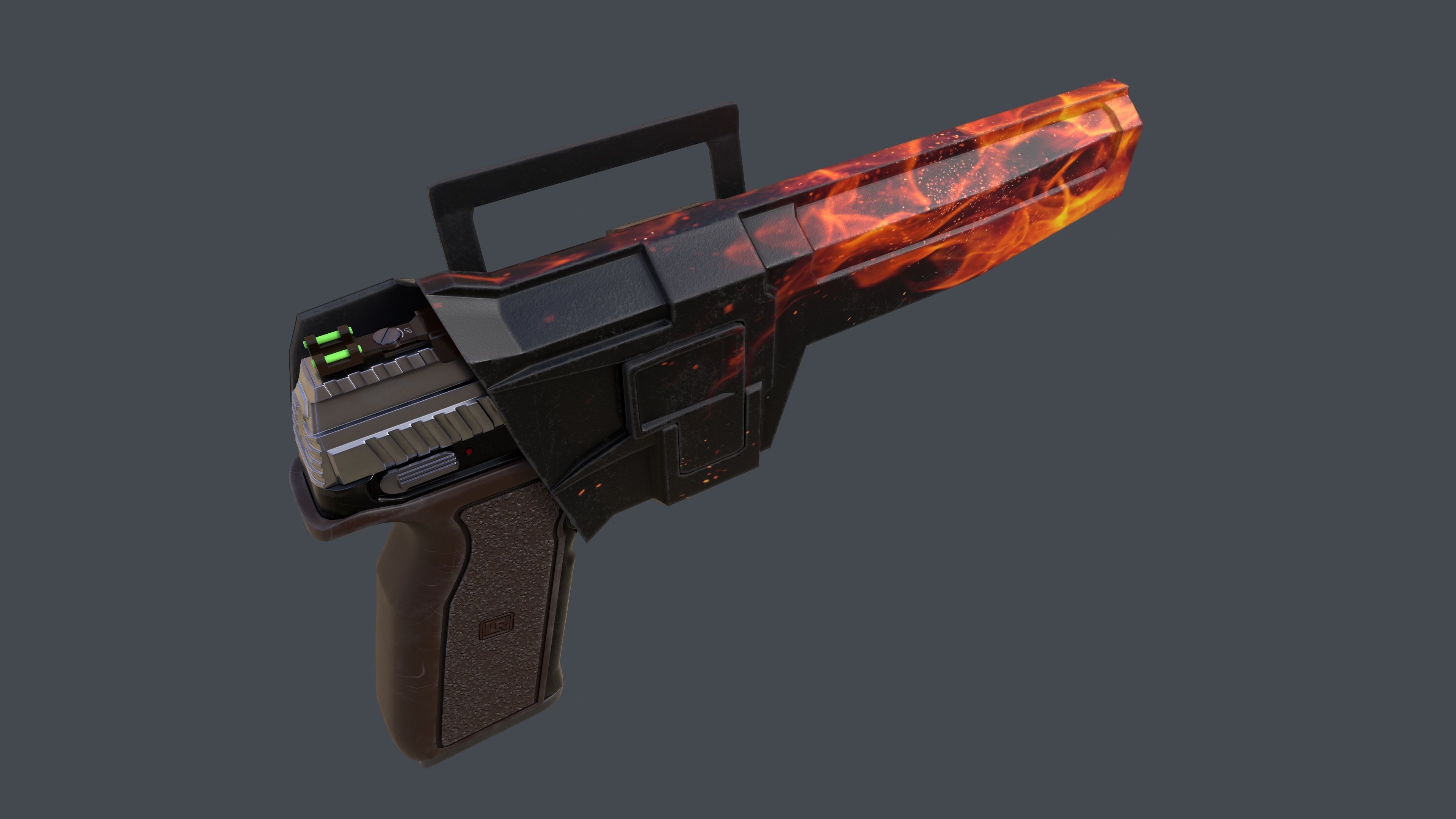 Pistol Long Range and Holster Low-poly 3D model_4