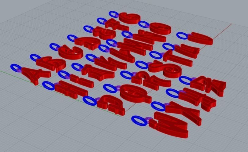 Graffiti Initial Pendants Charms 3D model_5