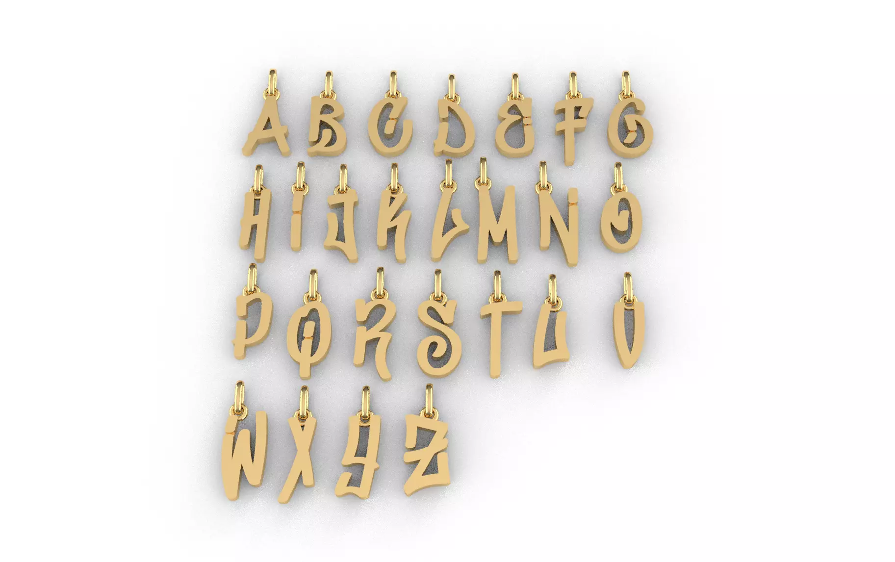 Graffiti Initial Pendants Charms 3D model_0