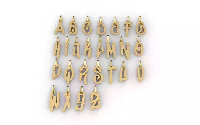 Graffiti Initial Pendants Charms