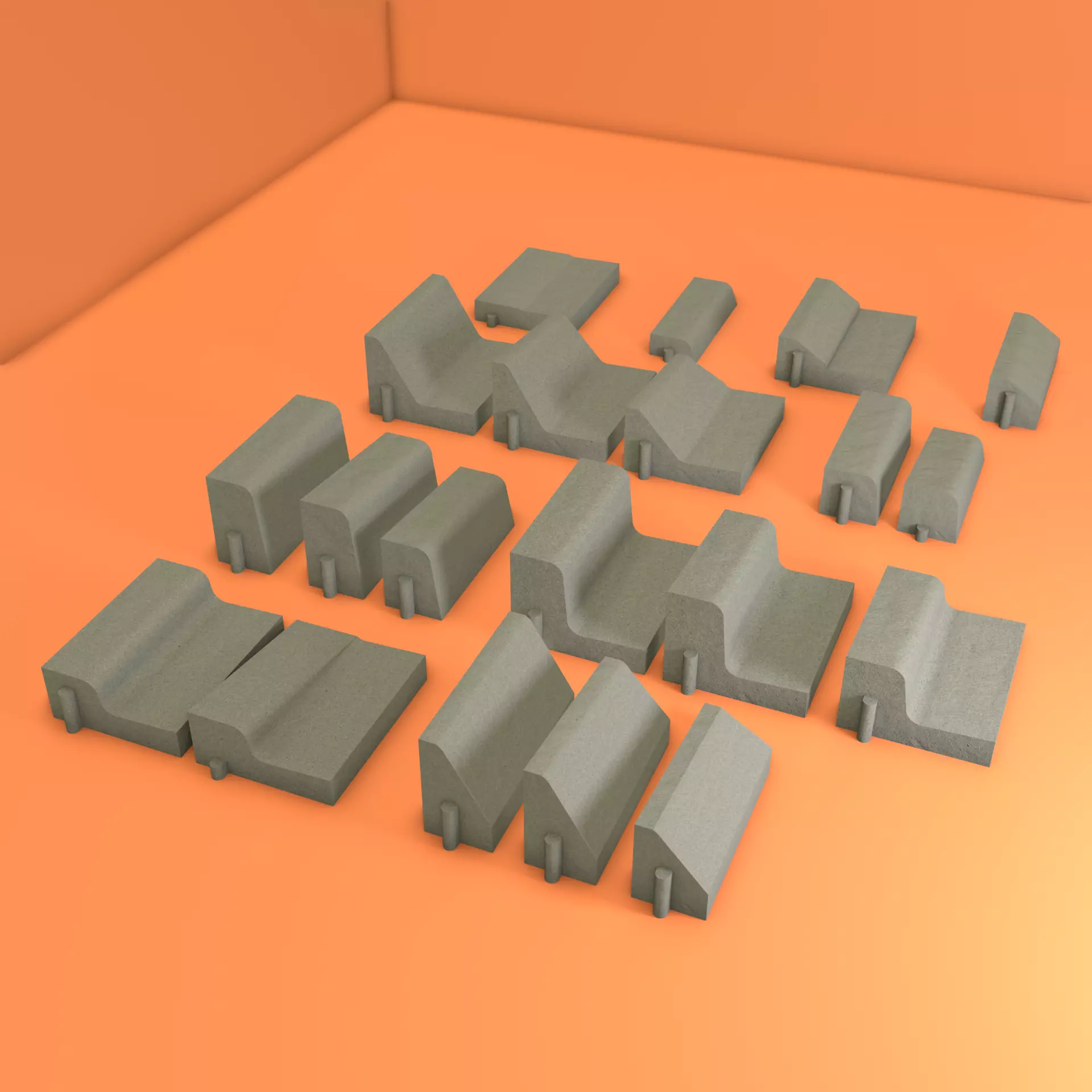 Different Type Of Curb Free low-poly 3D model