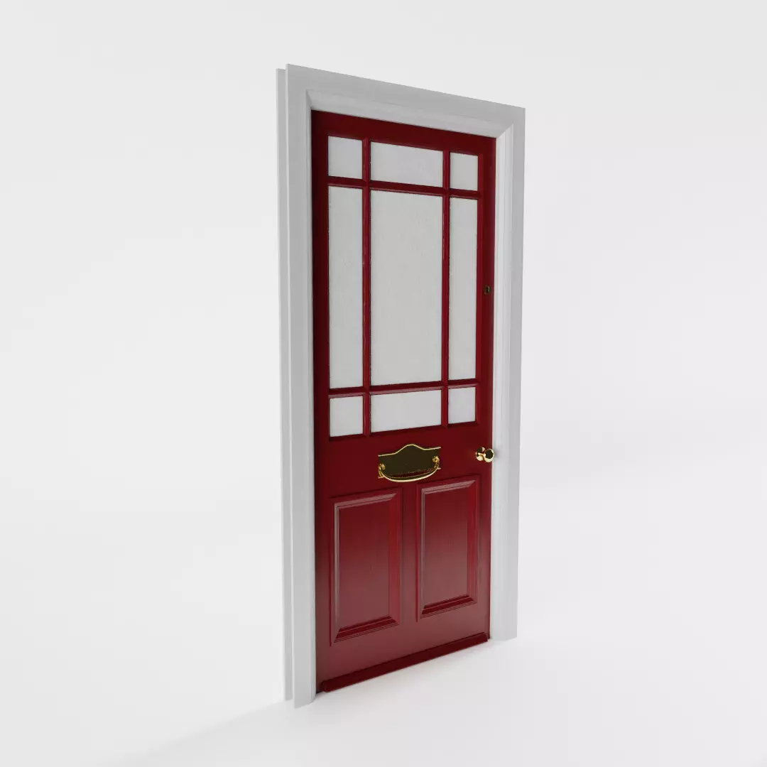 Red Victorian Front Door 3D model_0