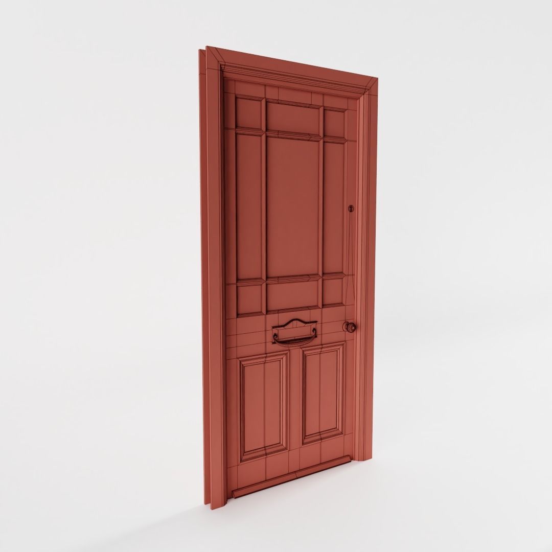 Red Victorian Front Door 3D model_4
