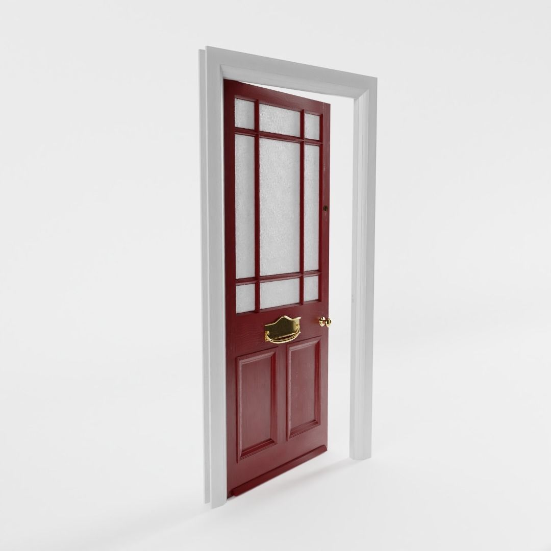 Red Victorian Front Door 3D model_2