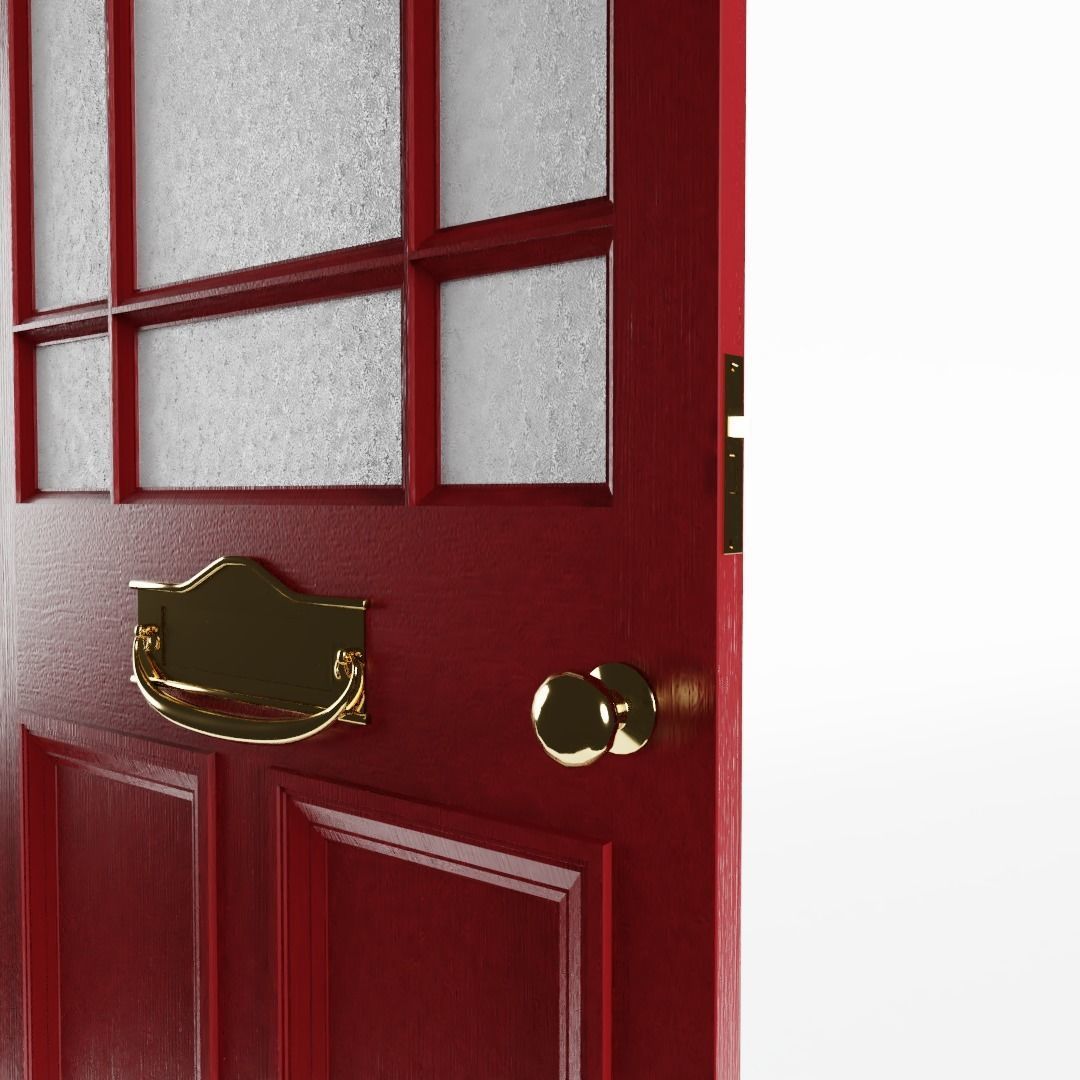 Red Victorian Front Door 3D model_3