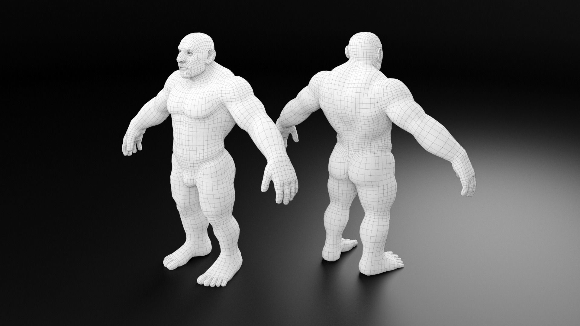 Muscular dwarf base model Low-poly 3D model_1