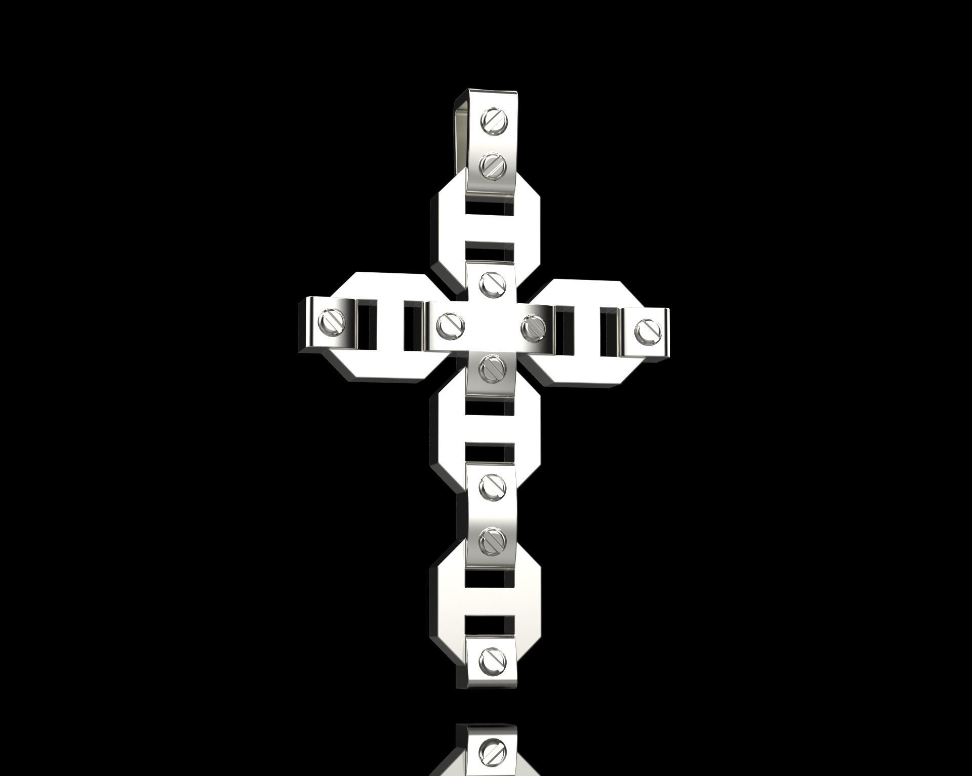 Pendant Cross without Diamonds N20 3D print model_3
