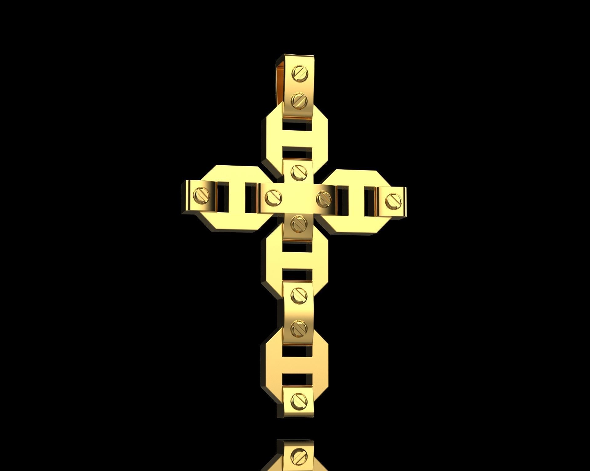 Pendant Cross without Diamonds N20 3D print model_4