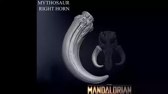3D PRINTABLE MYTHOSAUR RIGHT HORN - THE MANDALORIAN STAR WARS