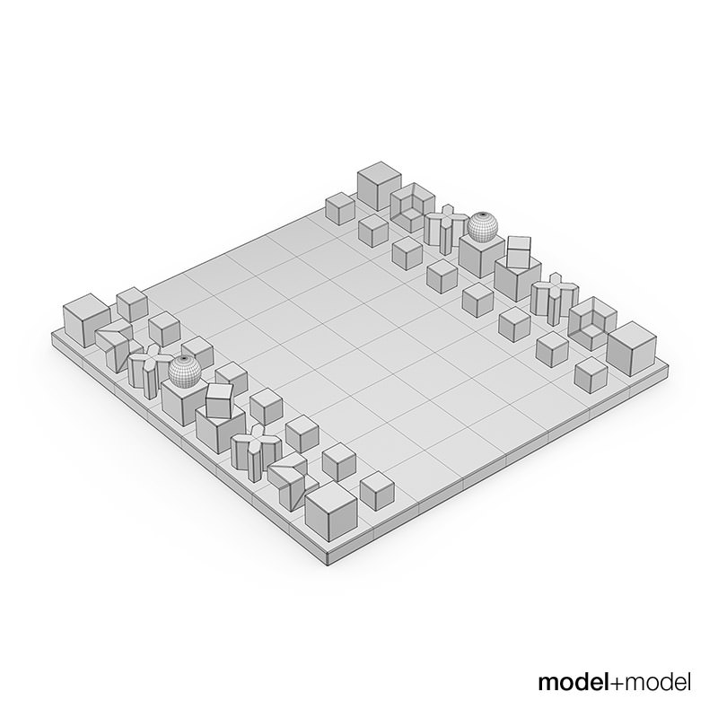 Bauhaus Chess set 3D model_3