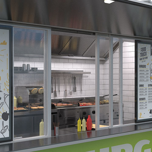 Food Truck VW Crafter 2 MAXI 3D model 5