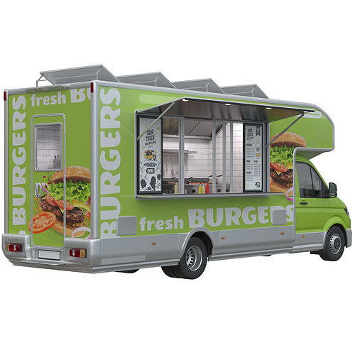 Food Truck VW Crafter 2 MAXI 3D model 2