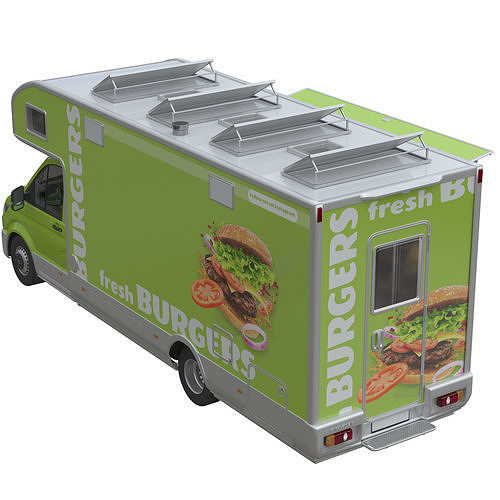 Food Truck VW Crafter 2 MAXI 3D model 3