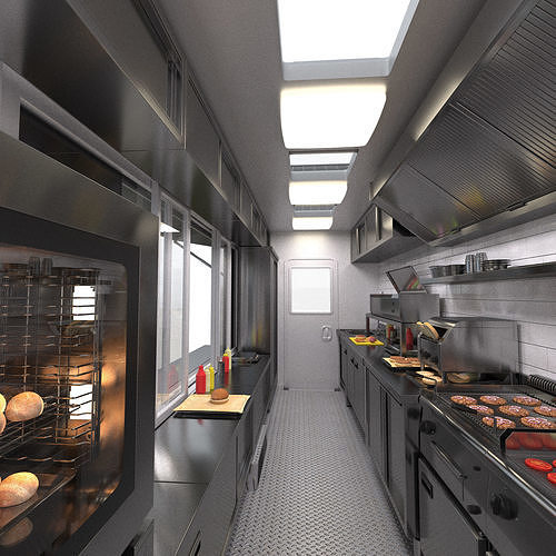 Food Truck VW Crafter 2 MAXI 3D model 7