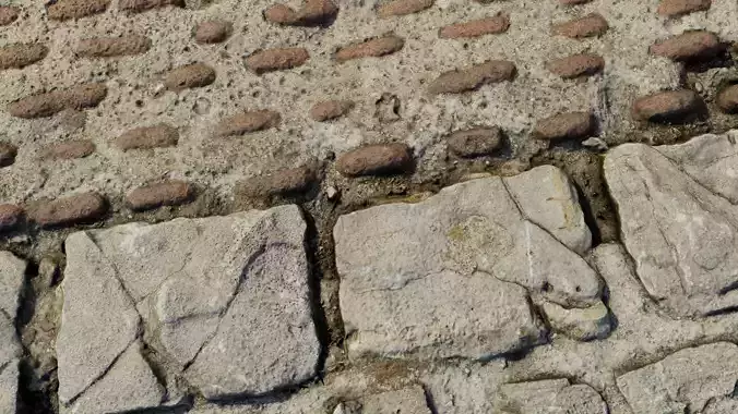 scanminicobble01 close up of cobblestone street 3D model