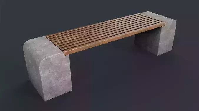 Modern Outdoor Bench 25 PBR Game Ready Low-poly 3D model