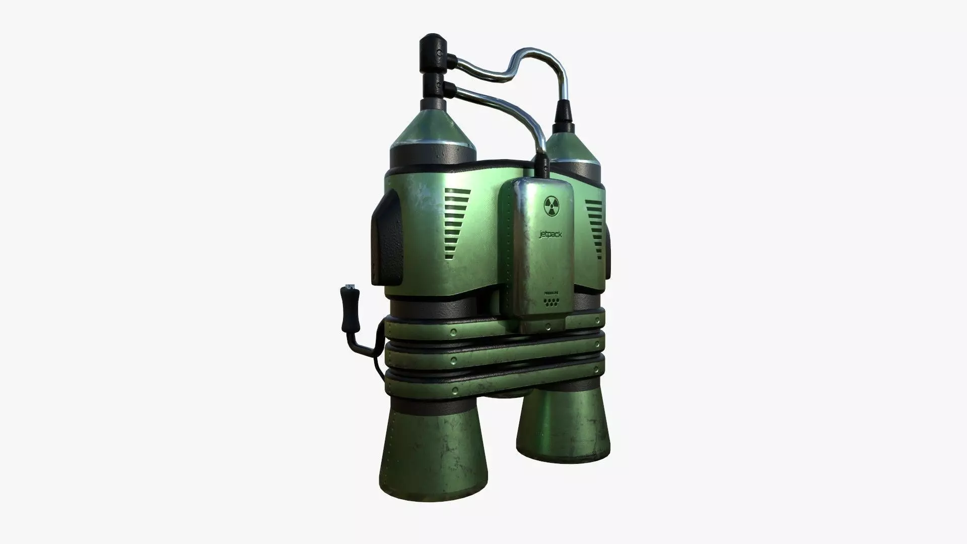 Jetpack E09 Green Metal - SciFi Character Design Low-poly 3D model_0