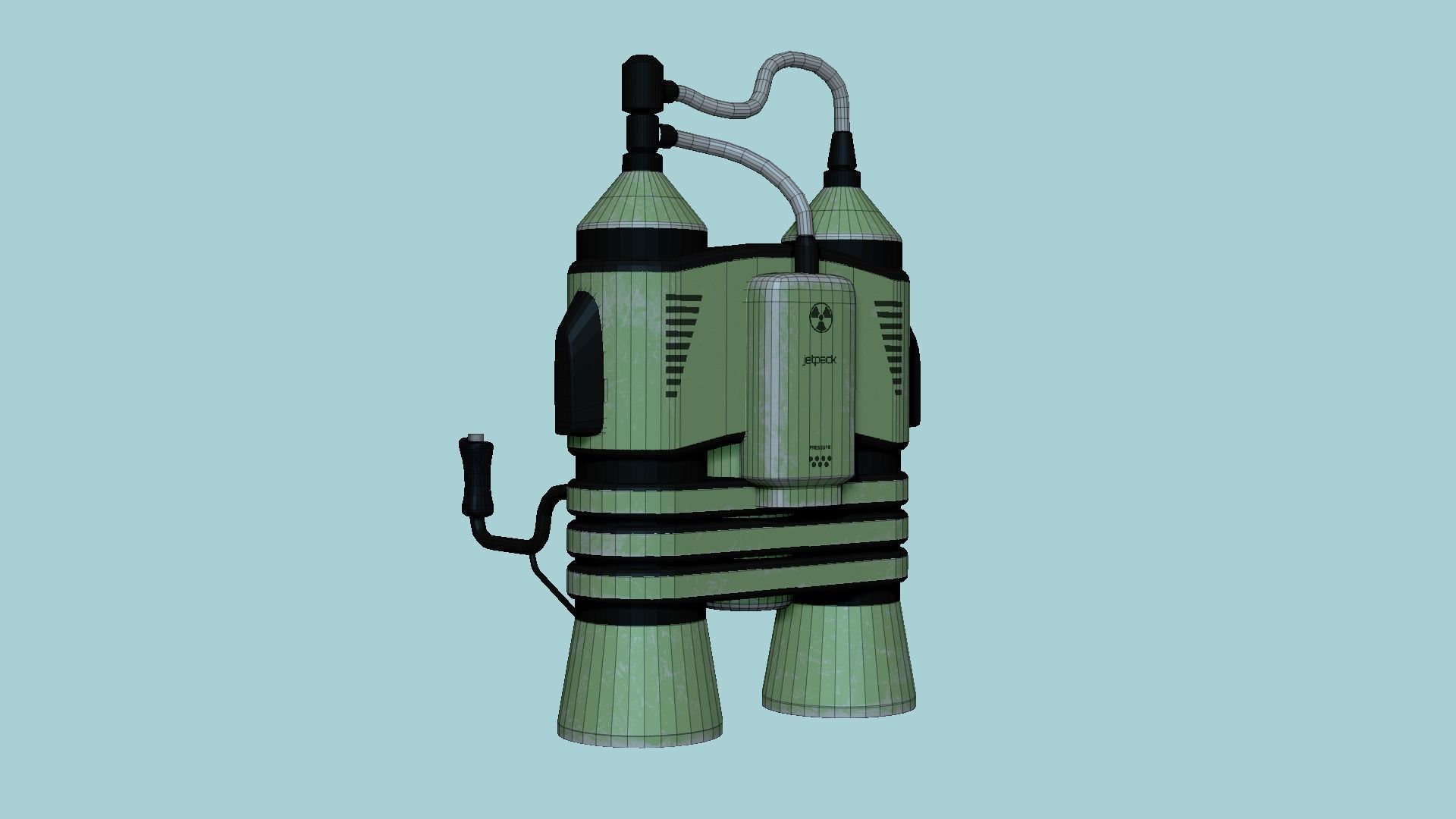 Jetpack E09 Green Metal - SciFi Character Design Low-poly 3D model_6