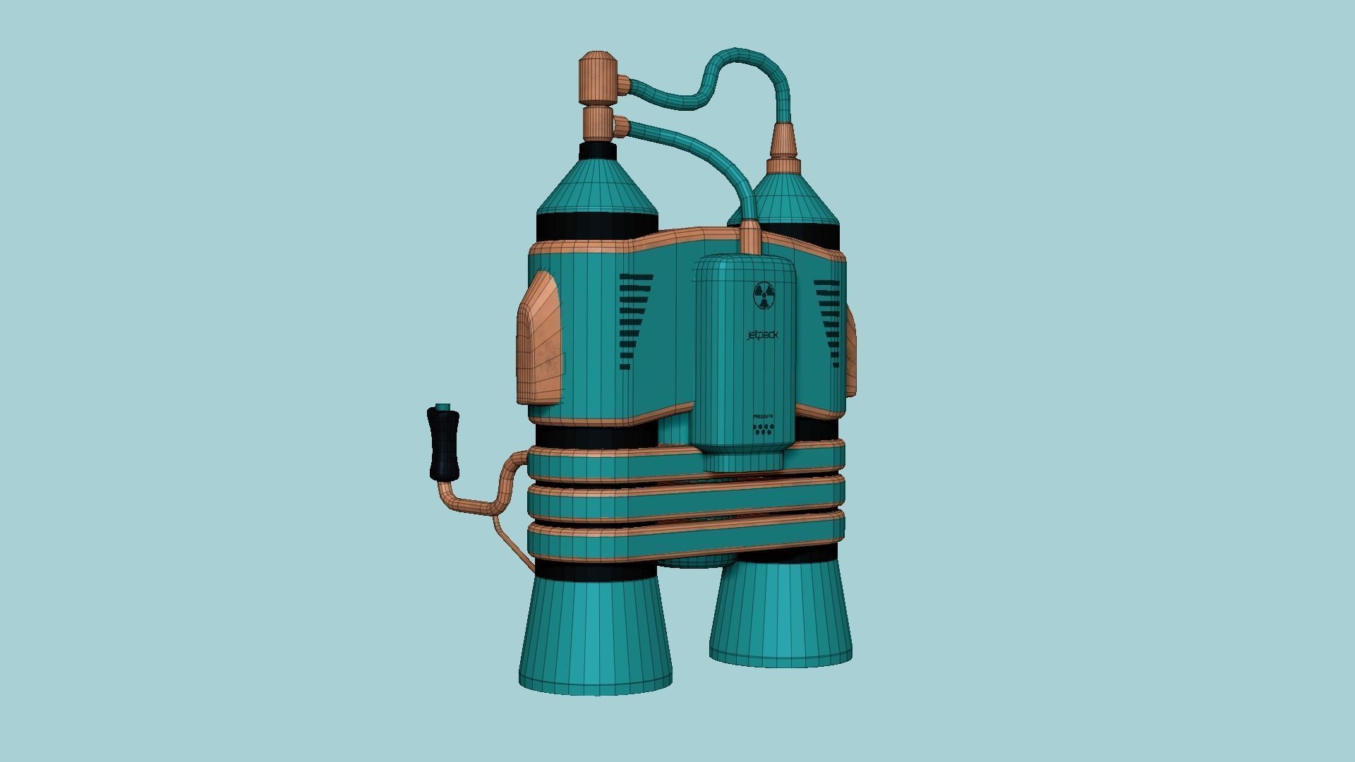 Jetpack E10 Blue Bronze - SciFi Character Design Low-poly 3D model_6