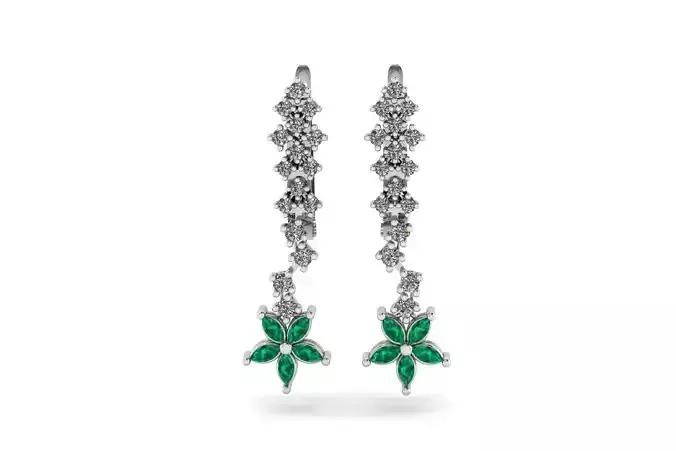 Marquise Diamond Flower Earring E 14