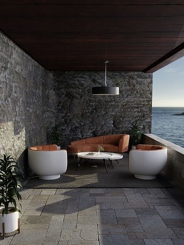 soft terrace Free low-poly 3D model