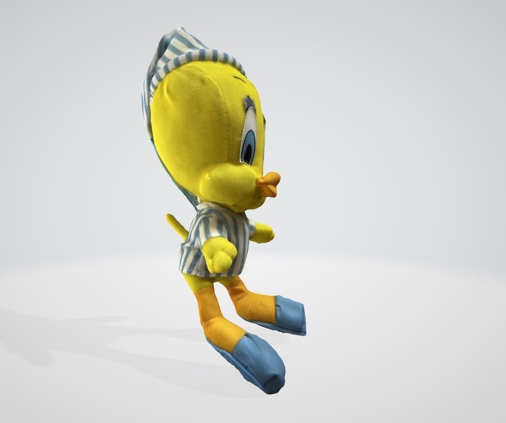 Tweety stuffed toy duck with stripes 3D model_6