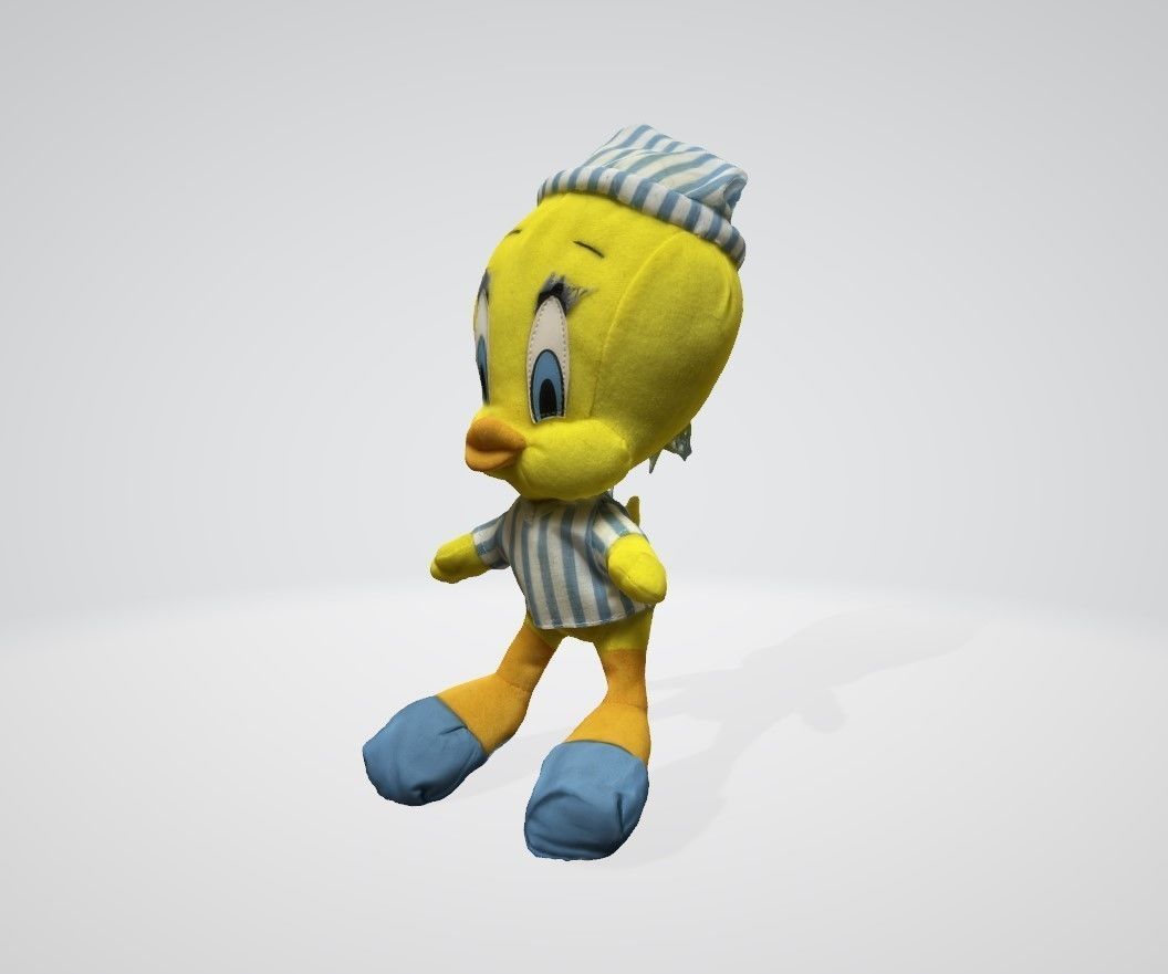 Tweety stuffed toy duck with stripes 3D model_1