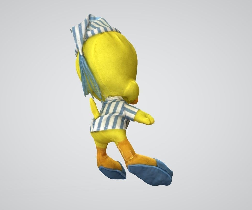 Tweety stuffed toy duck with stripes 3D model_5