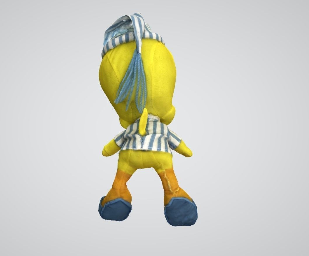 Tweety stuffed toy duck with stripes 3D model_4