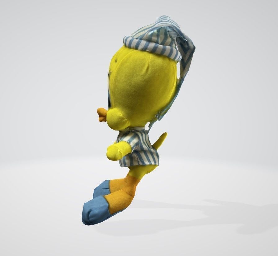Tweety stuffed toy duck with stripes 3D model_2