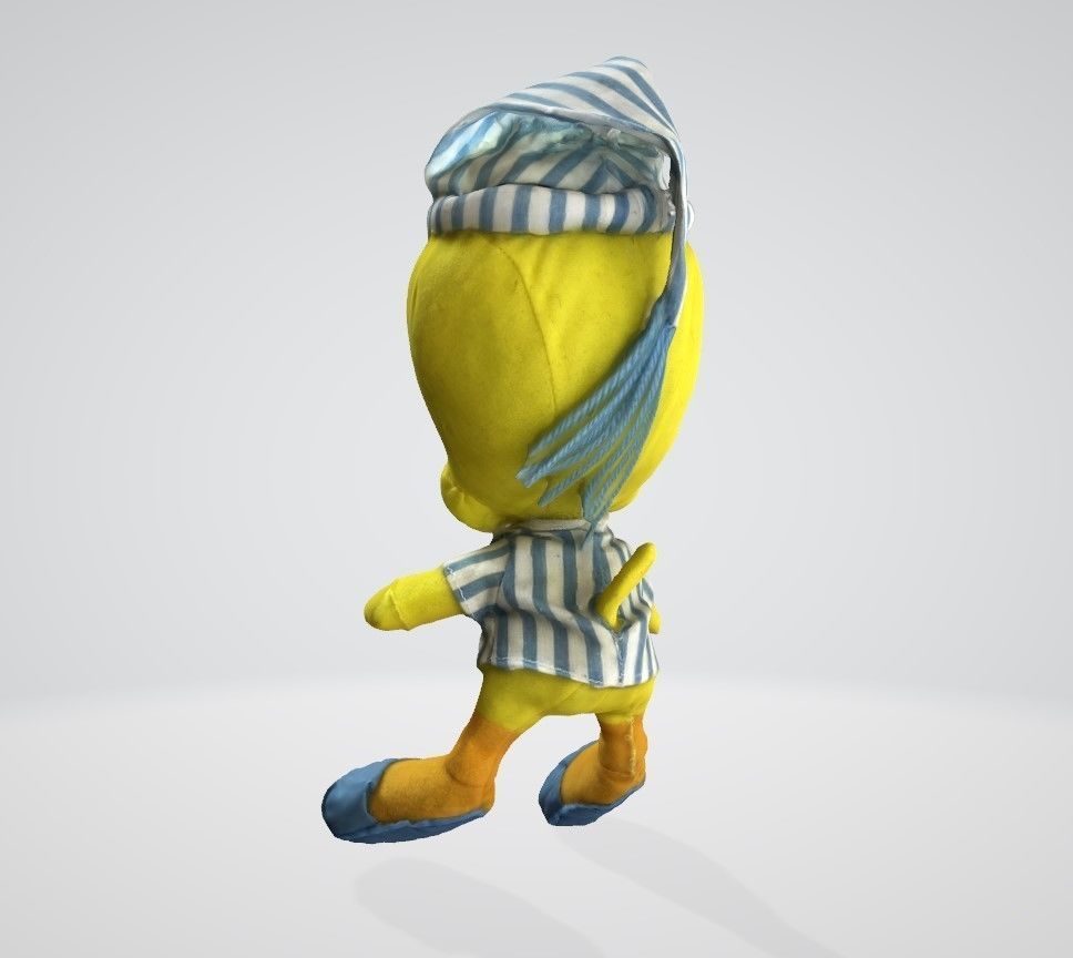 Tweety stuffed toy duck with stripes 3D model_3