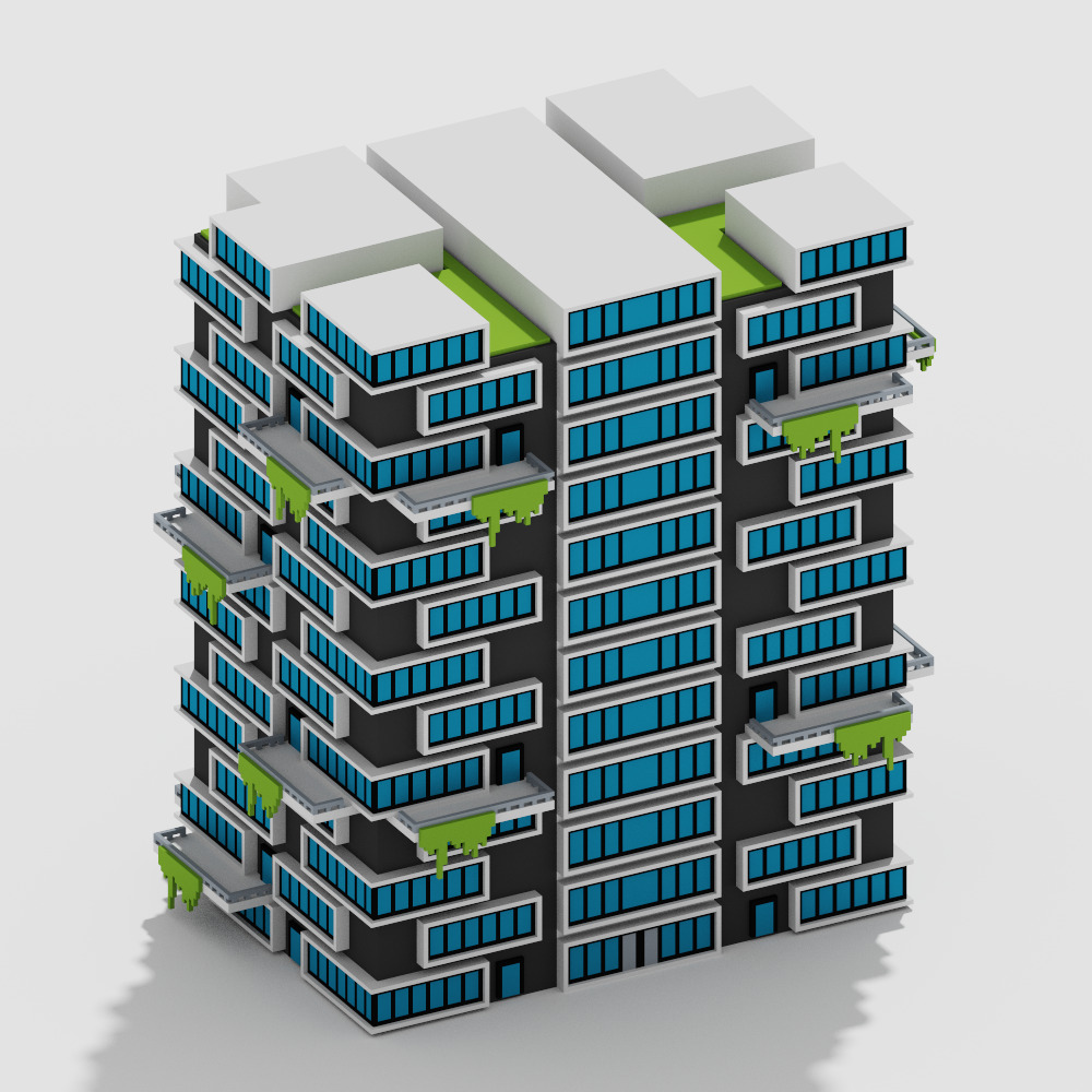 Voxel Modern Buildings Pack Low-poly 3D model_18