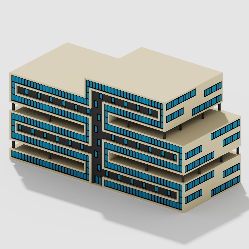 Voxel Modern Buildings Pack Low-poly 3D model_24