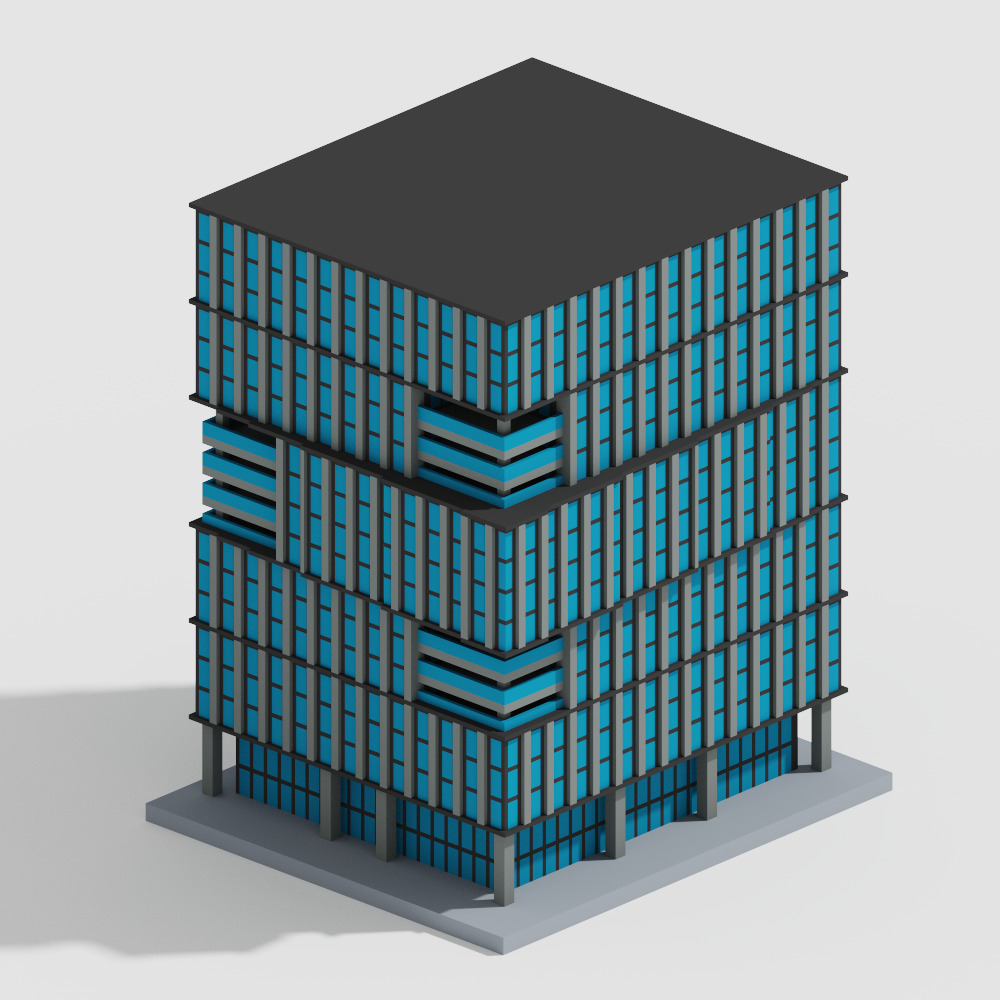Voxel Modern Buildings Pack Low-poly 3D model_7