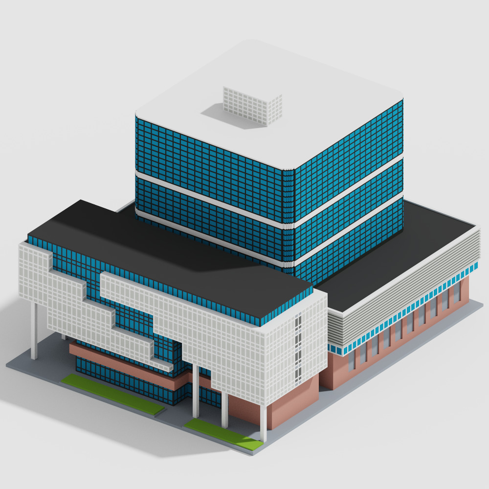 Voxel Modern Buildings Pack Low-poly 3D model_10