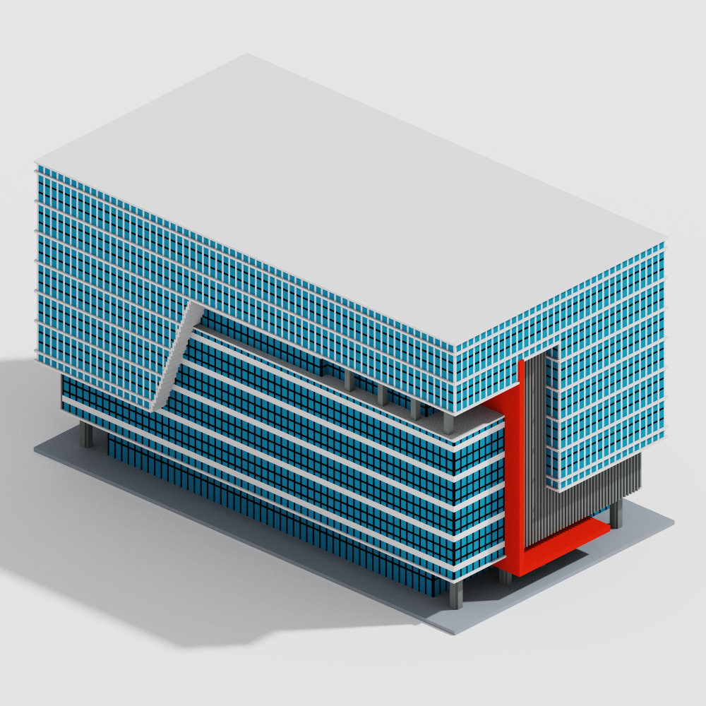 Voxel Modern Buildings Pack Low-poly 3D model_9