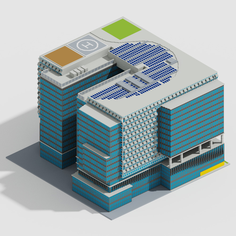 Voxel Modern Buildings Pack Low-poly 3D model_11