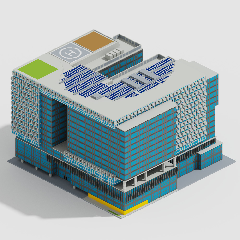 Voxel Modern Buildings Pack Low-poly 3D model_14