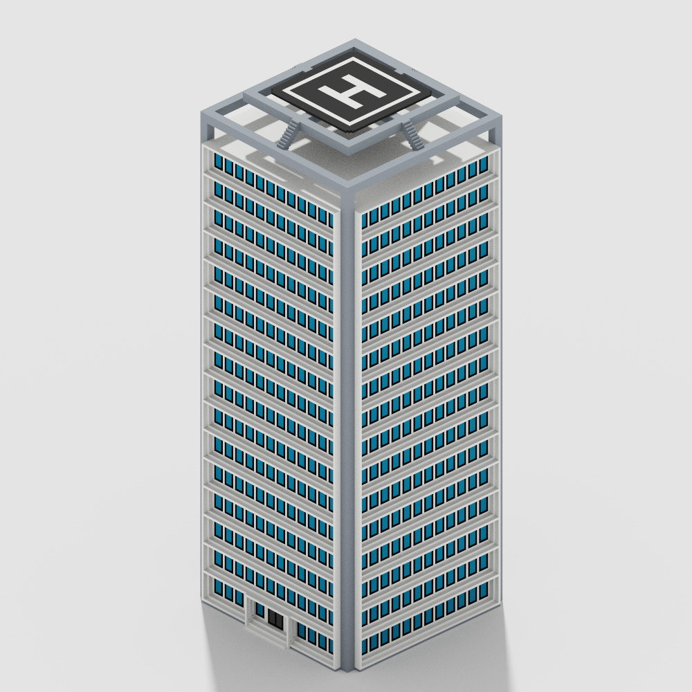 Voxel Modern Buildings Pack Low-poly 3D model_23