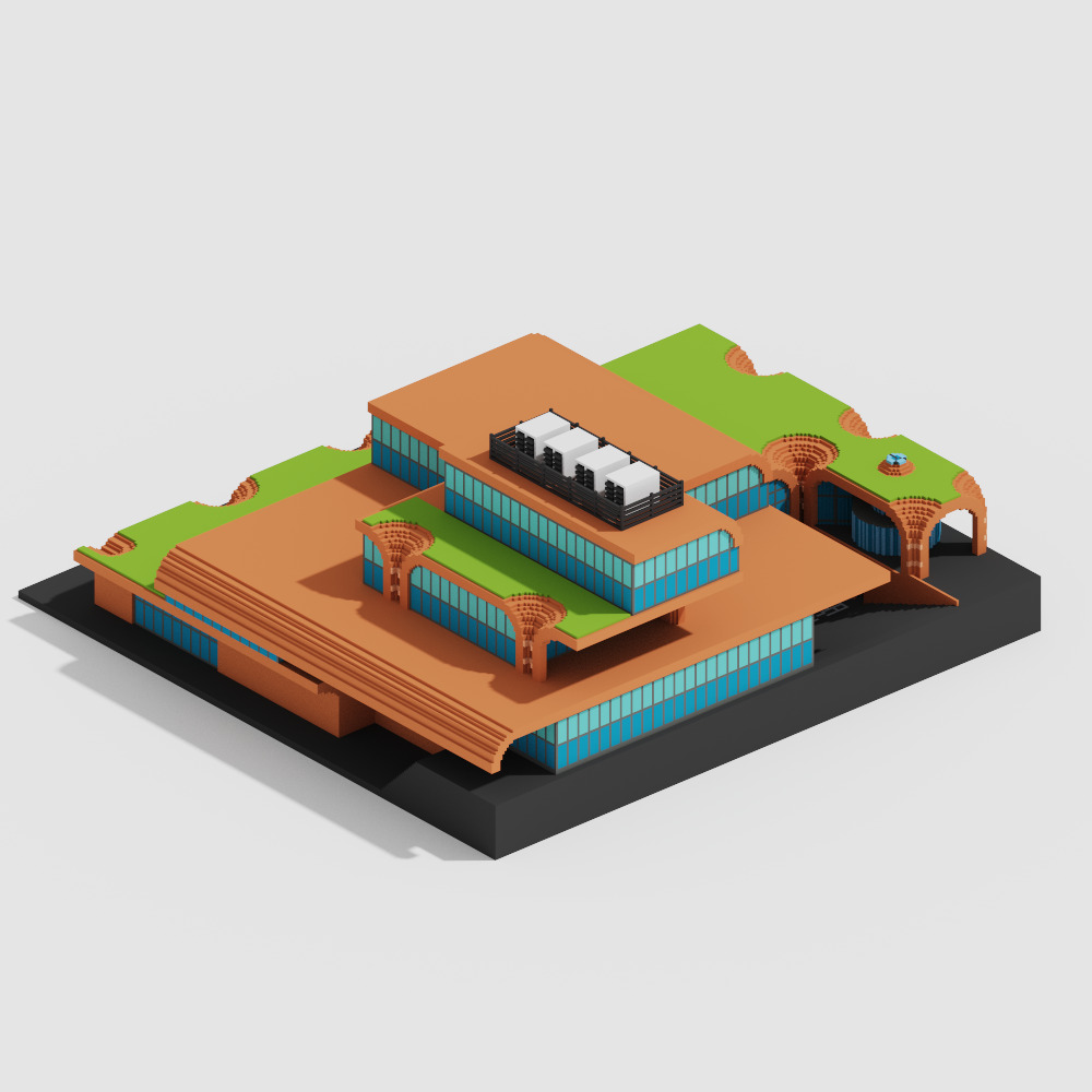 Voxel Modern Buildings Pack Low-poly 3D model_12