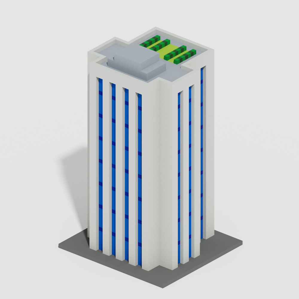 Voxel Modern Buildings Pack Low-poly 3D model_19