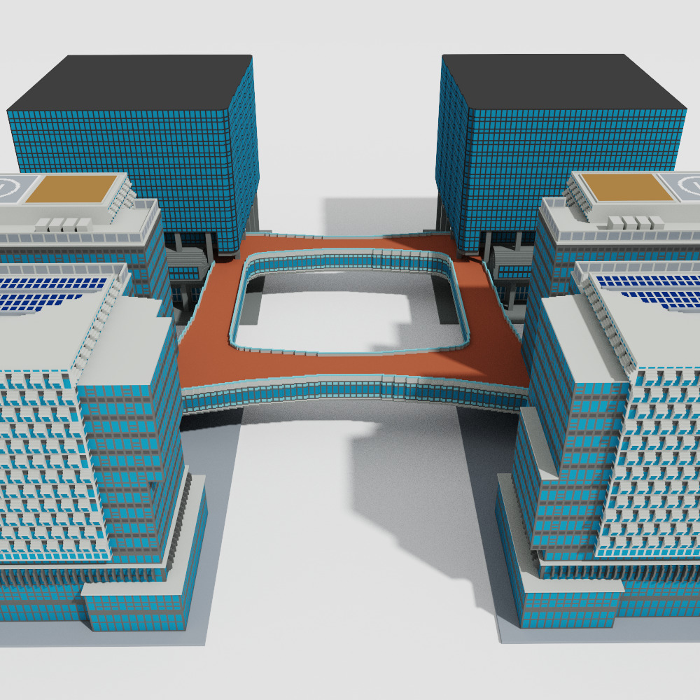 Voxel Modern Buildings Pack Low-poly 3D model_4