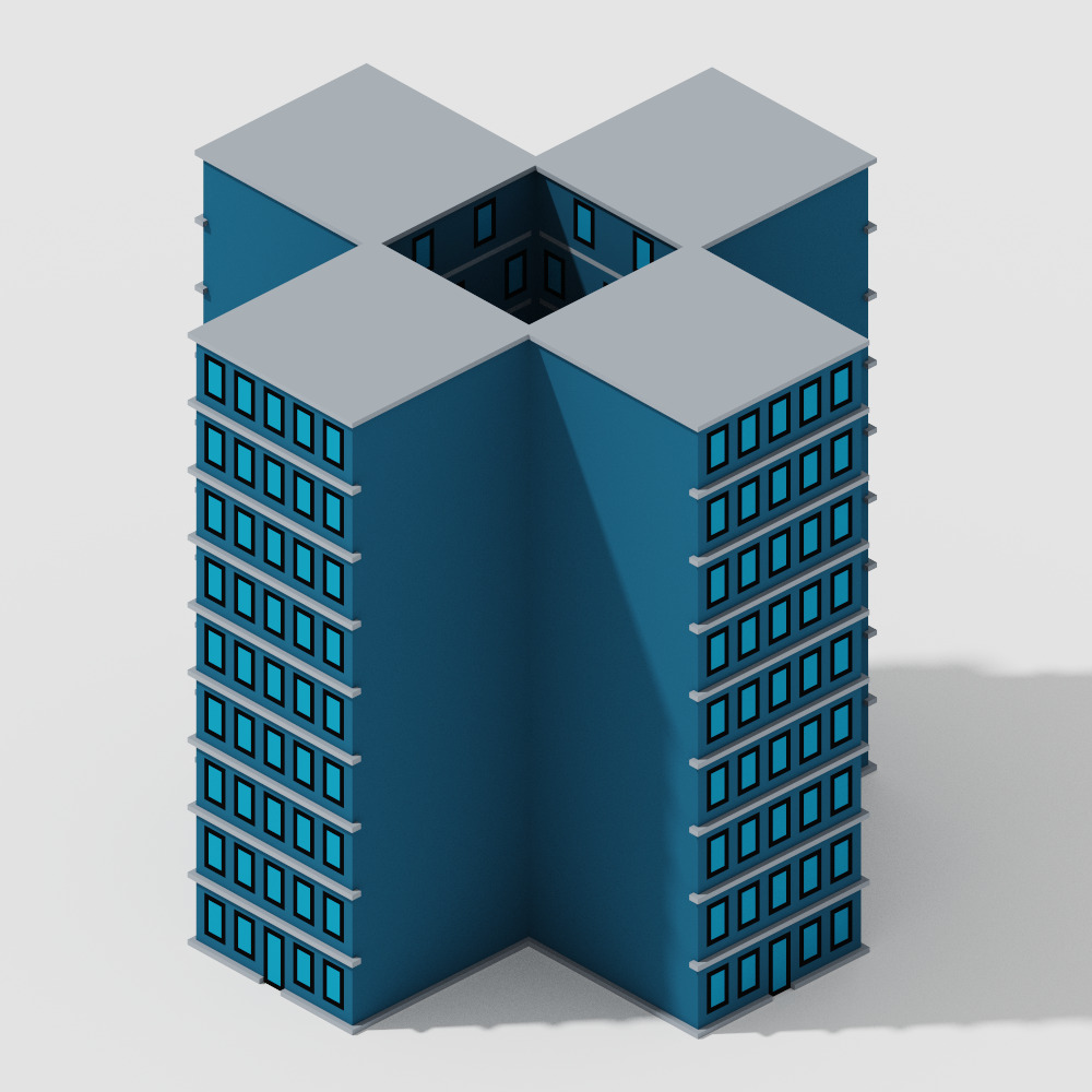 Voxel Modern Buildings Pack Low-poly 3D model_22