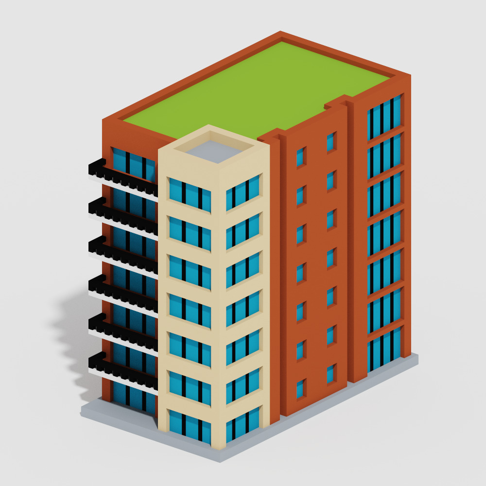 Voxel Modern Buildings Pack Low-poly 3D model_16