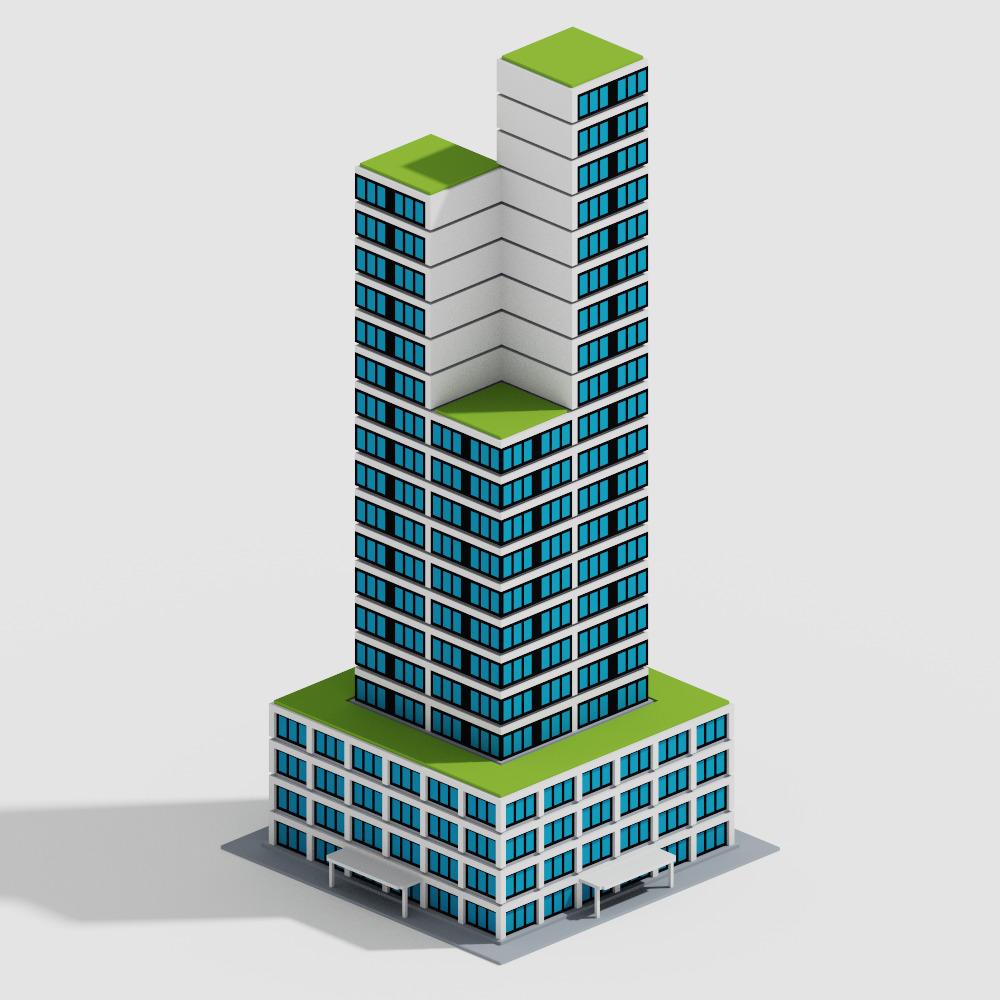 Voxel Modern Buildings Pack Low-poly 3D model_17