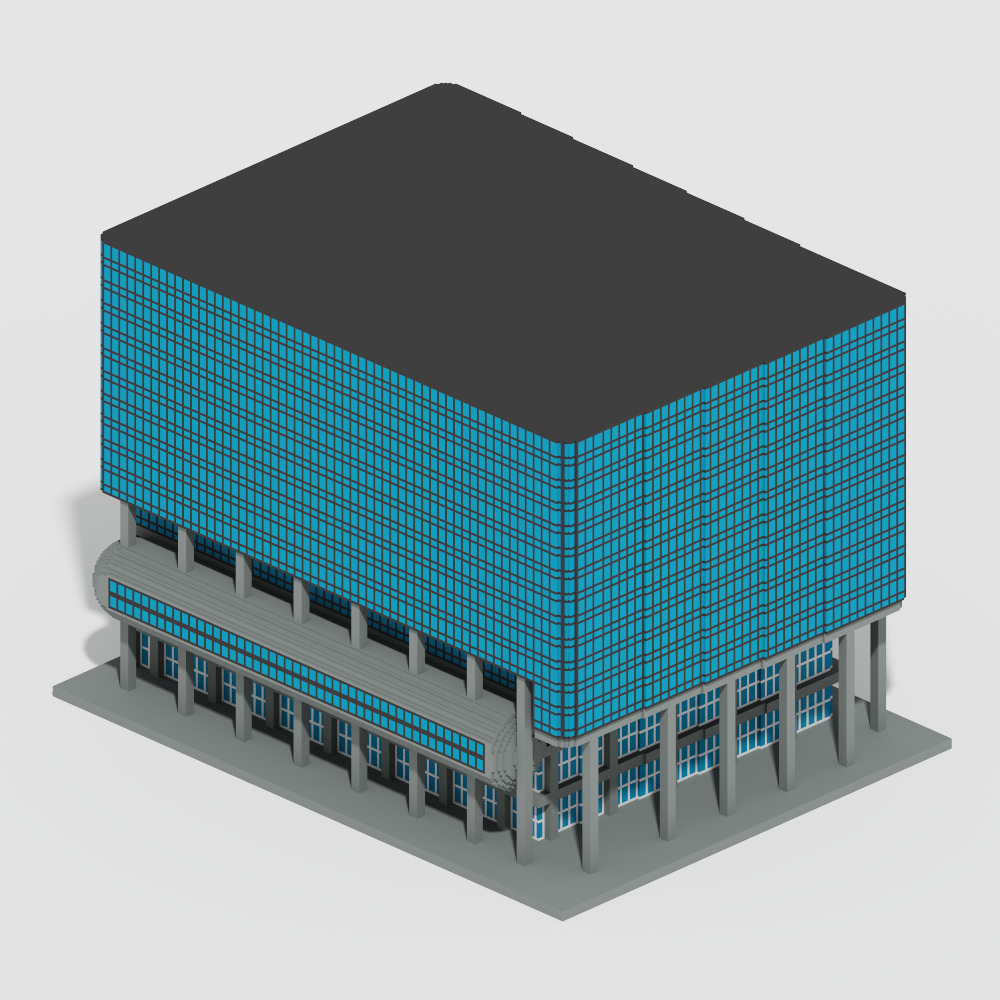 Voxel Modern Buildings Pack Low-poly 3D model_1